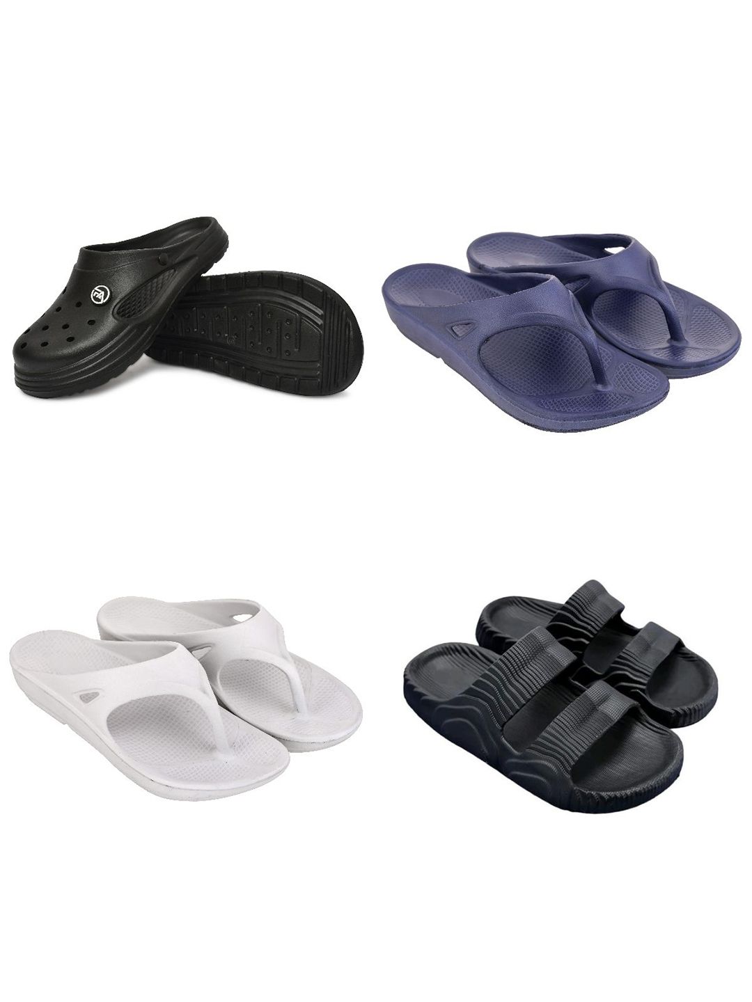Feel alive Men Set of 4 Self Design Clogs Flip Flops