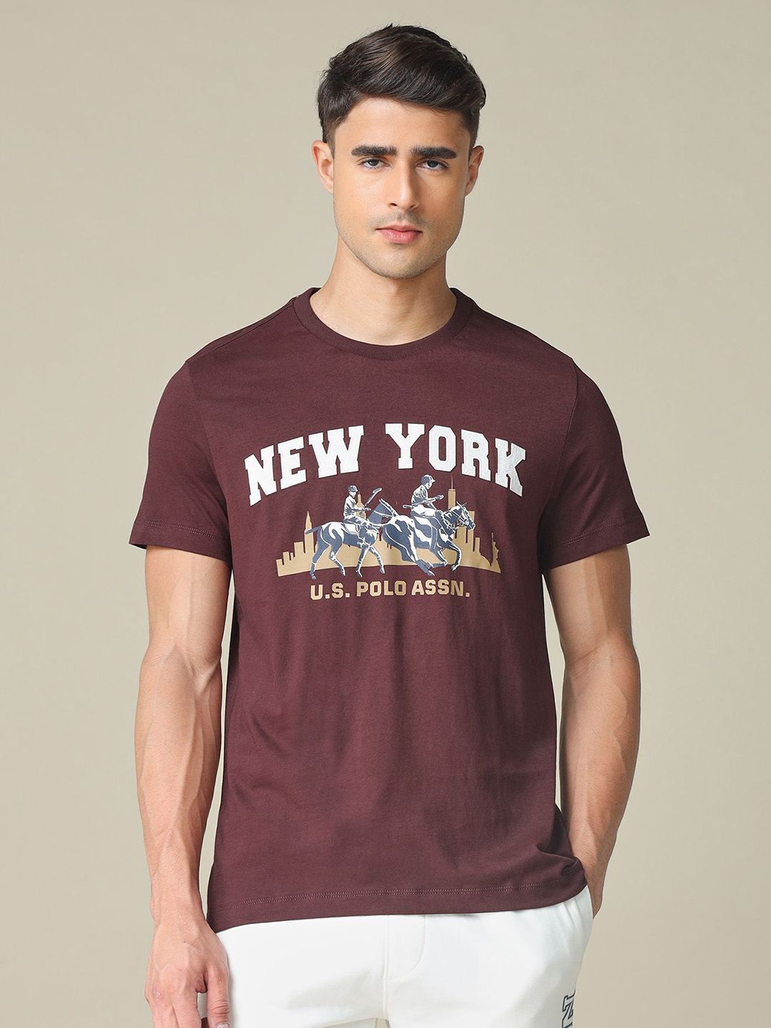 U.S. Polo Assn. Denim Co. Men Graphic Printed Muscle Fit Pure Cotton T-shirt