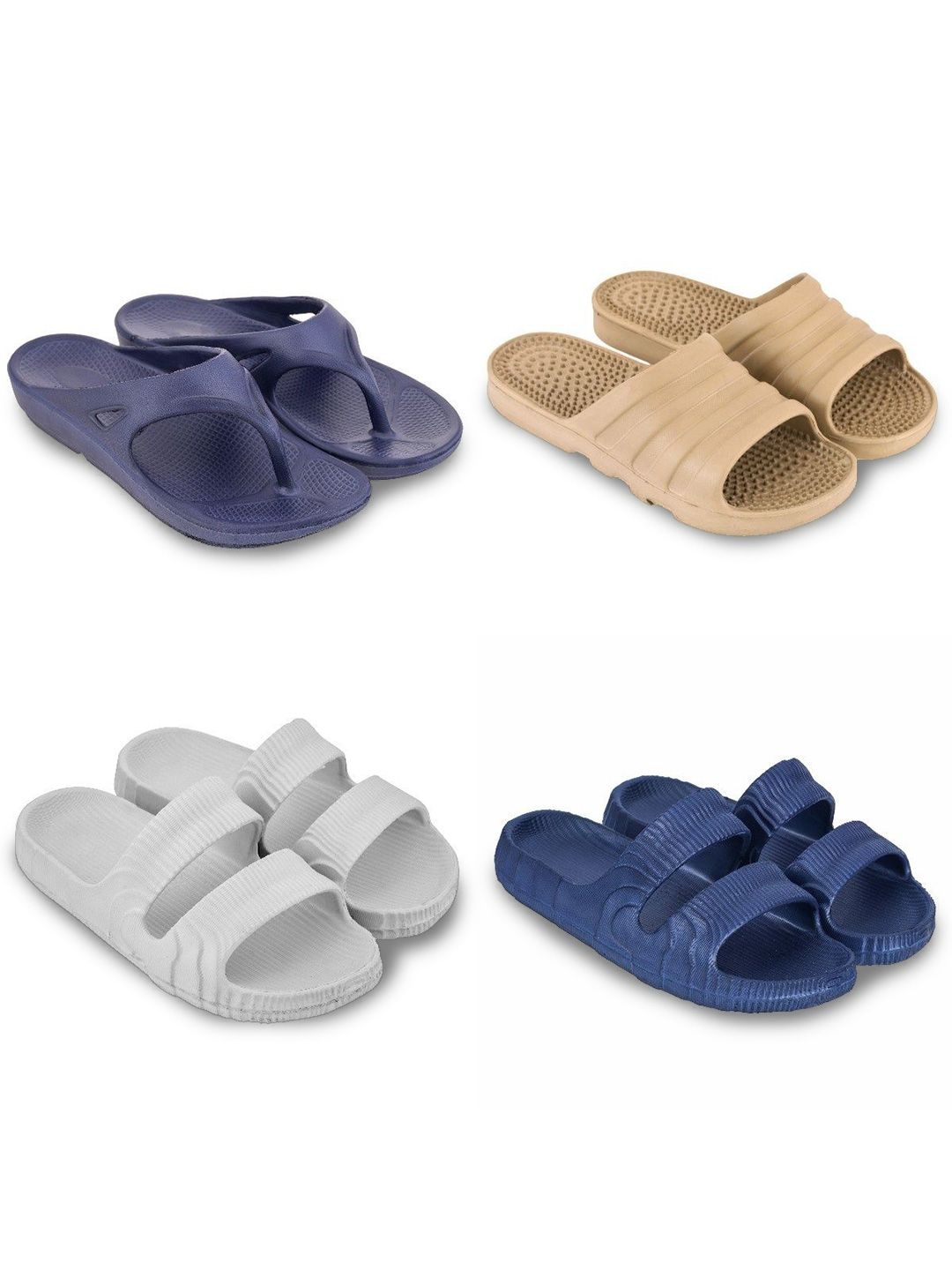 Feel alive Men Set Of 4 Ultra-Comfortable Lightweight Sliders
