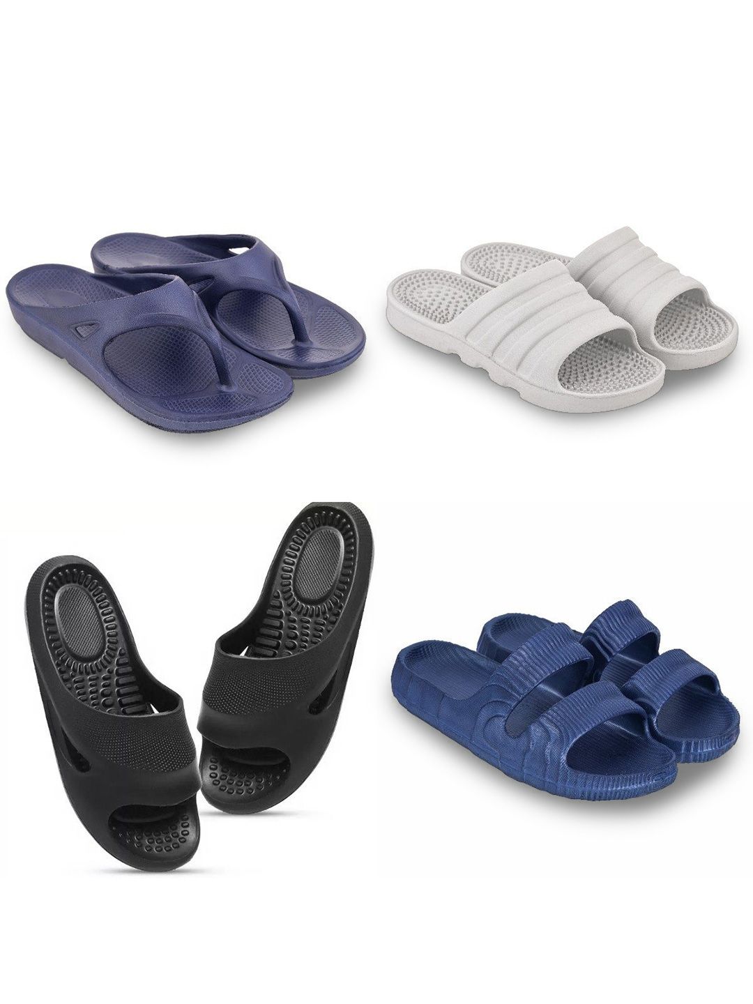 Feel alive Men Pack Of 4 Ultra-Comfortable Lightweight EVA Flip Flops