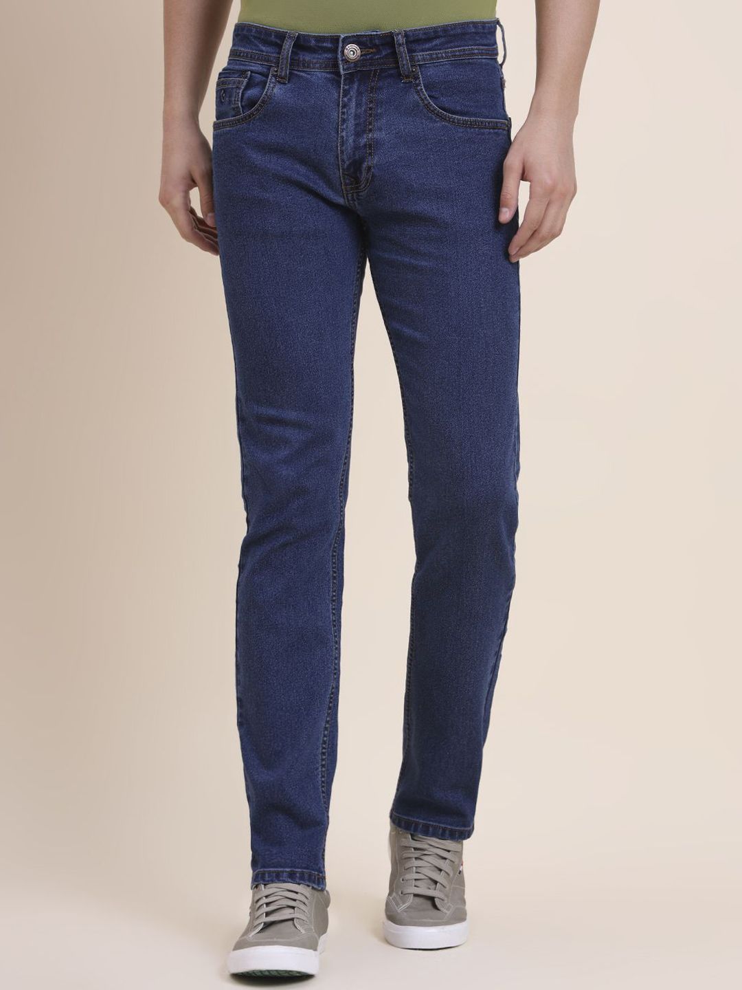 Greenfibre Men Slim Fit Mid-Rise Clean Look Non Stretchable Cotton Jeans