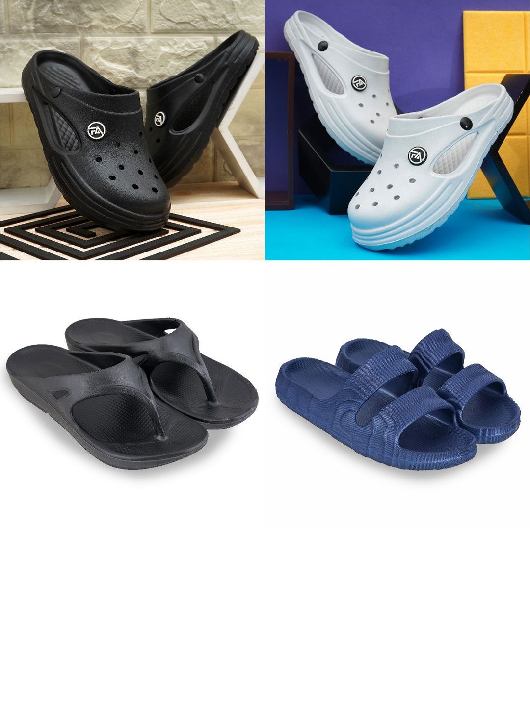 Feel alive Set Of 4 Ultra-Comfortable & Lightweight Thong Flip-Flops & Sliders