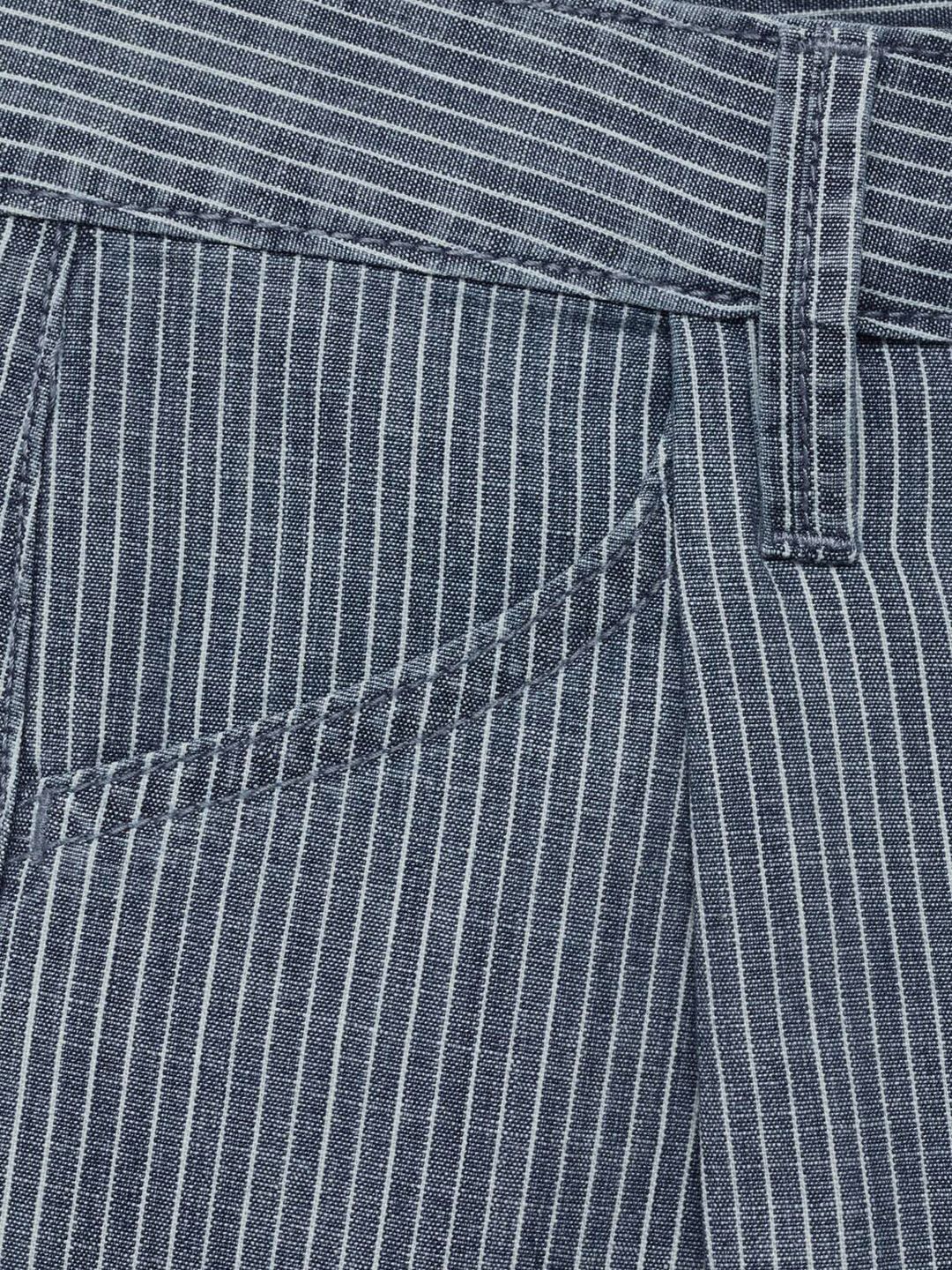 Vertically Striped Pure Cotton Mid-Rise Denim Shorts