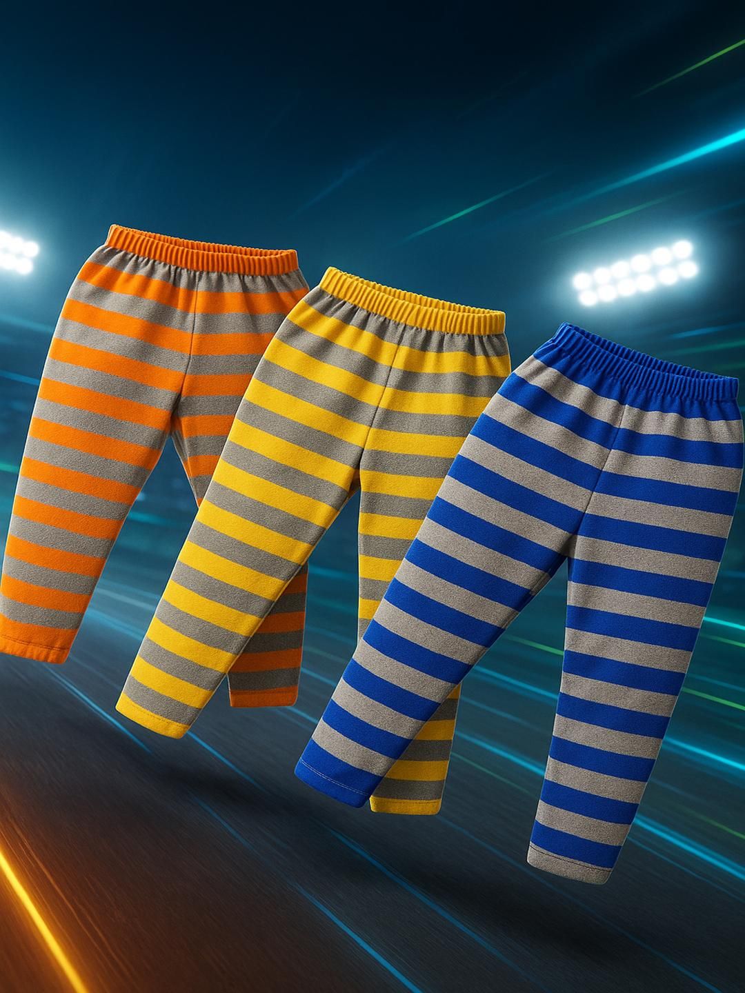 Cortica Kids-Boys Pack of 3 Regular Fit Striped Track Pants