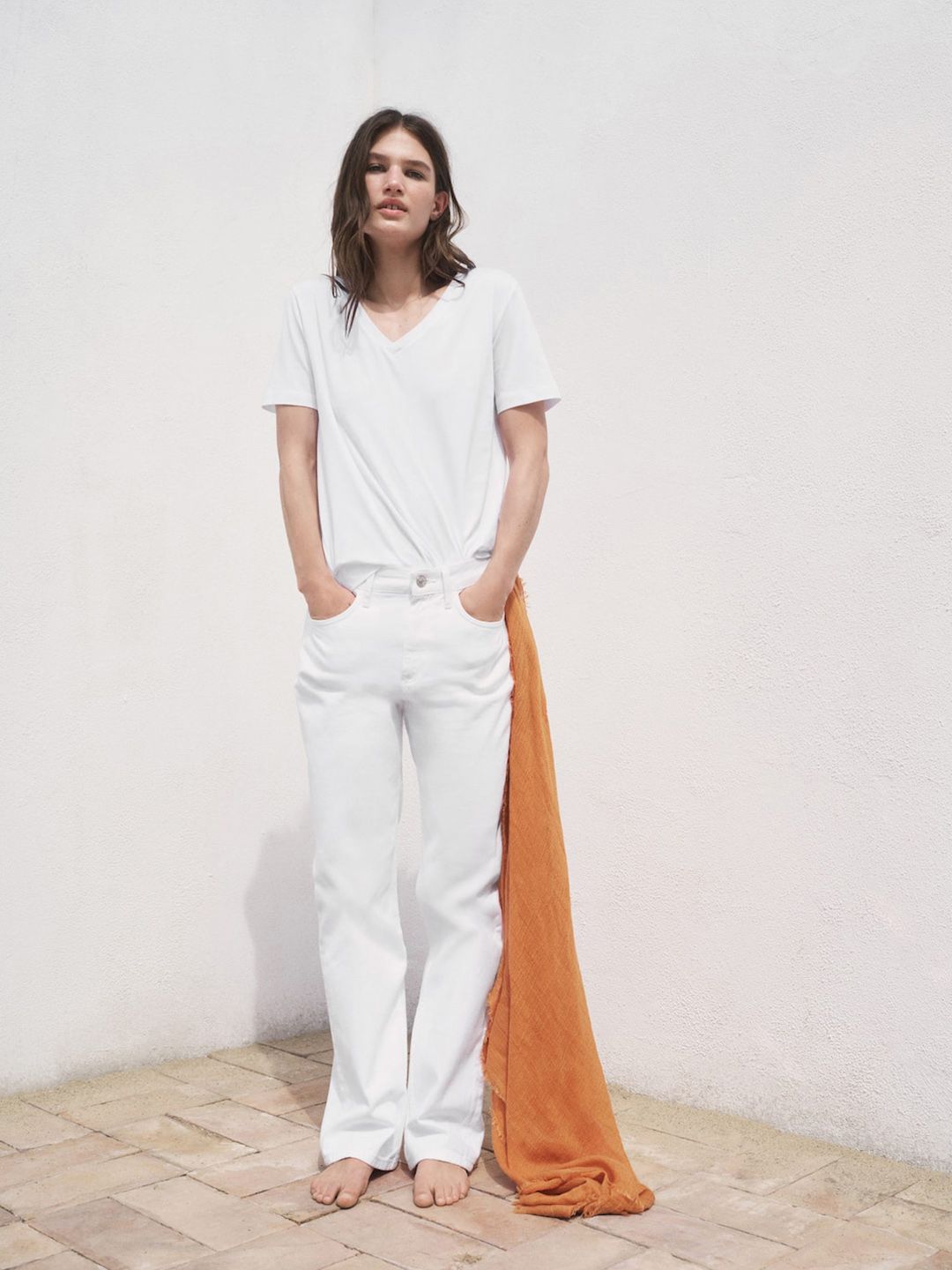 V-Neck Pure Cotton T-shirt