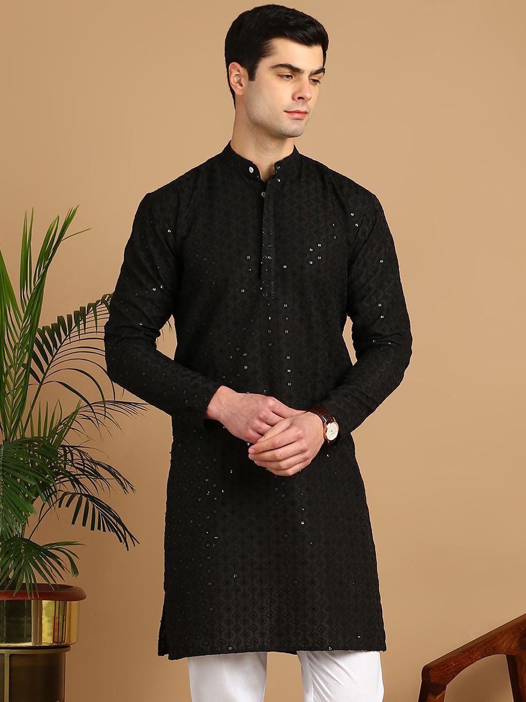LADY BERRY Men Ethnic Motifs Embroidered Festive Straight Kurta