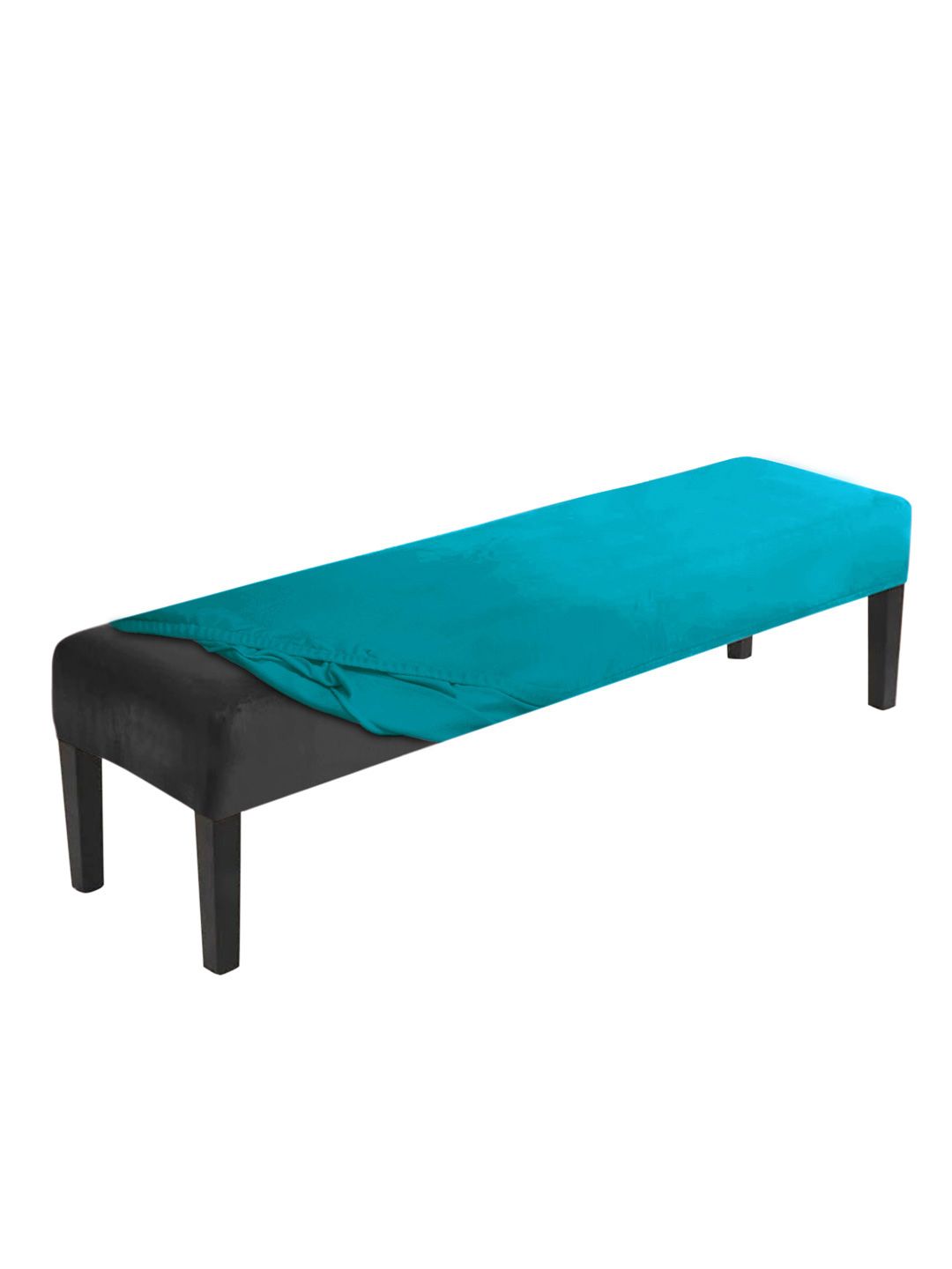 HOKIPO Turquoise Blue Velvet Dining Bench Slipcover