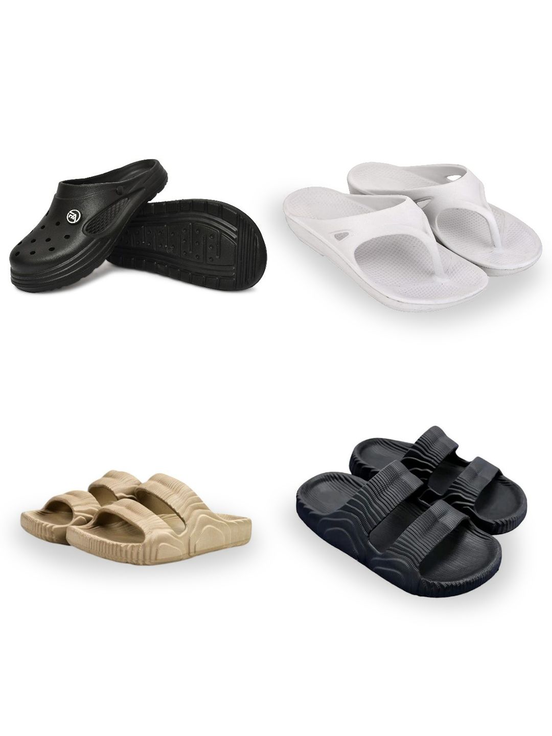 Feel alive Men Pack Of 4 Ultra-Comfortable Lightweight EVA Flip Flops
