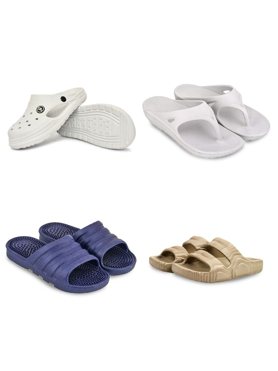 Feel alive Men Set of 4 Textured Clogs Flip Flops