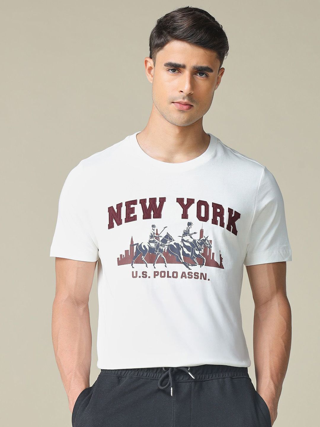 U.S. Polo Assn. Denim Co.  Graphic Round Neck Pure Cotton Muscle Fit T-shirt