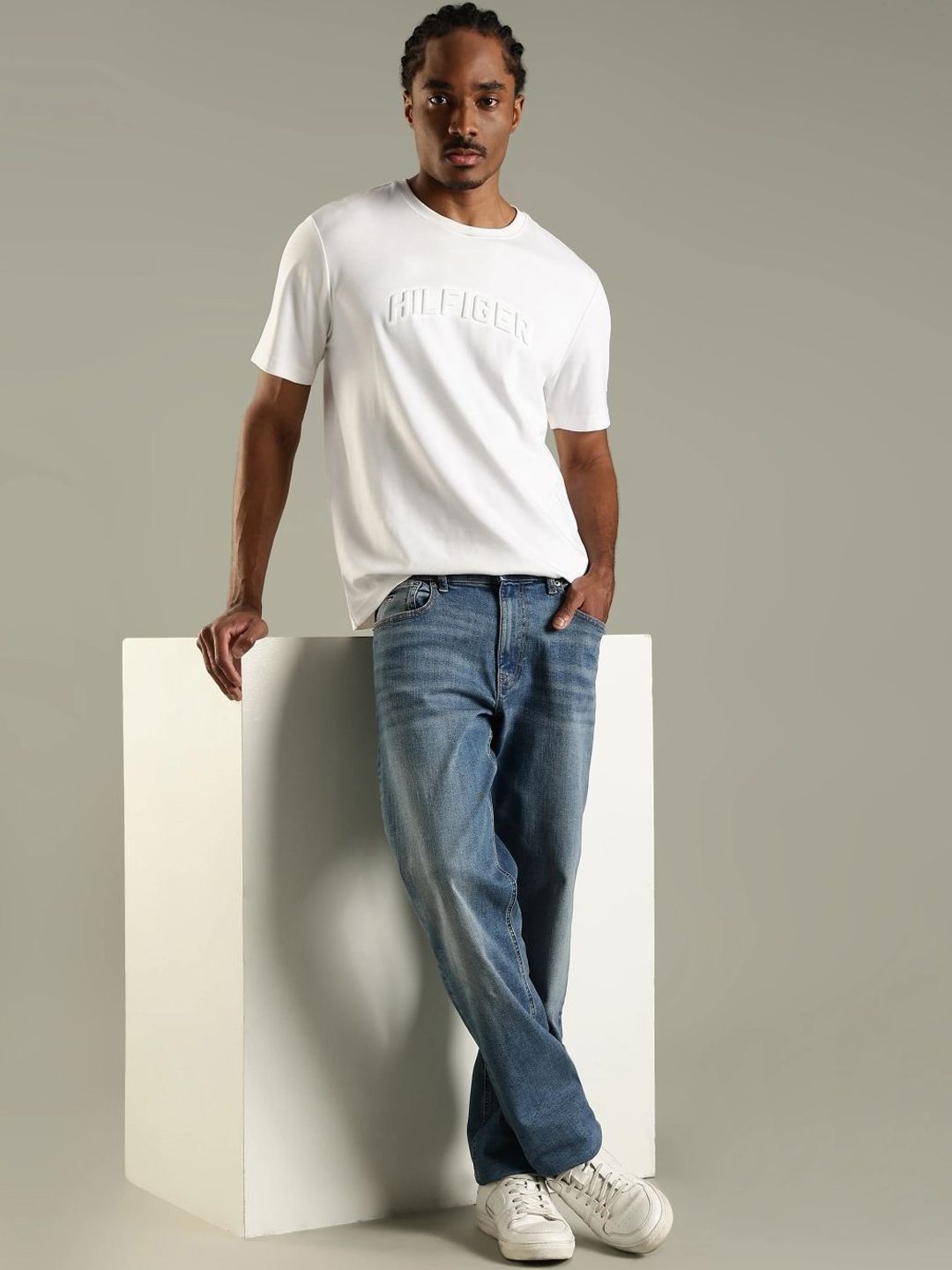 Slim Fit Mid-Rise Heavy Fade Mid-Wash Jeans