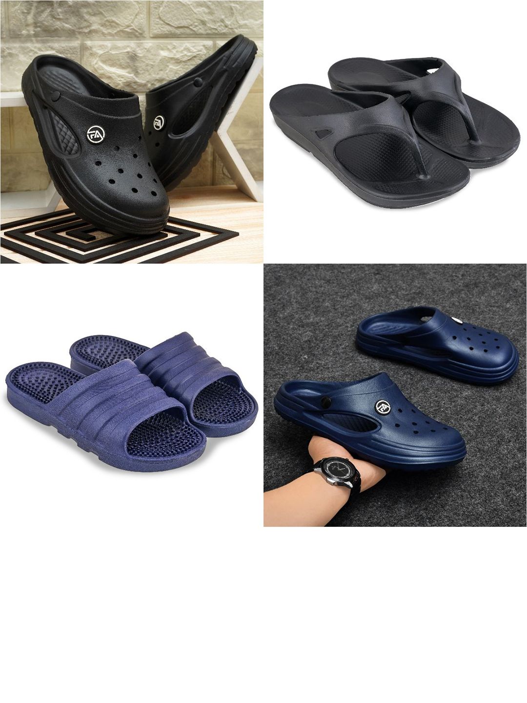 Feel alive Set Of 4 Ultra-Comfortable & Lightweight Thong Flip-Flops & Sliders