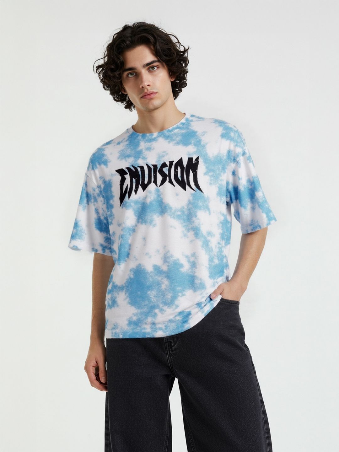 glitchez Tie and Dye Drop-Shoulder Sleeves Relaxed Fit T-shirt