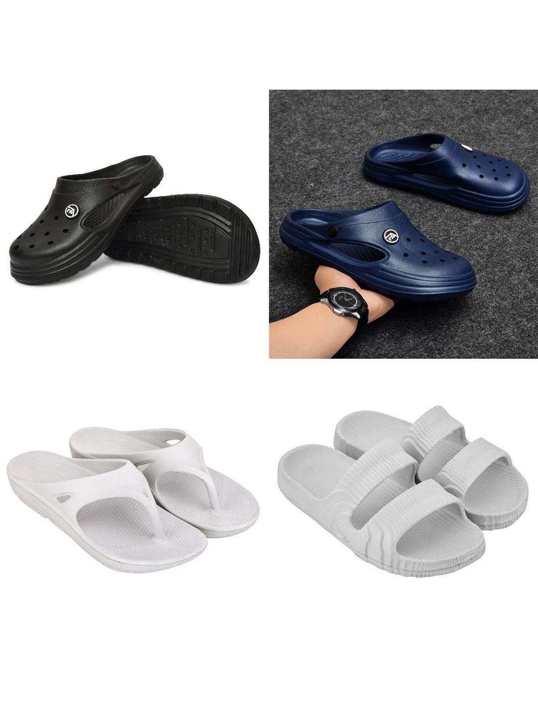 Feel alive Men Set Of 4 Ultra-Comfortable Lightweight Clogs