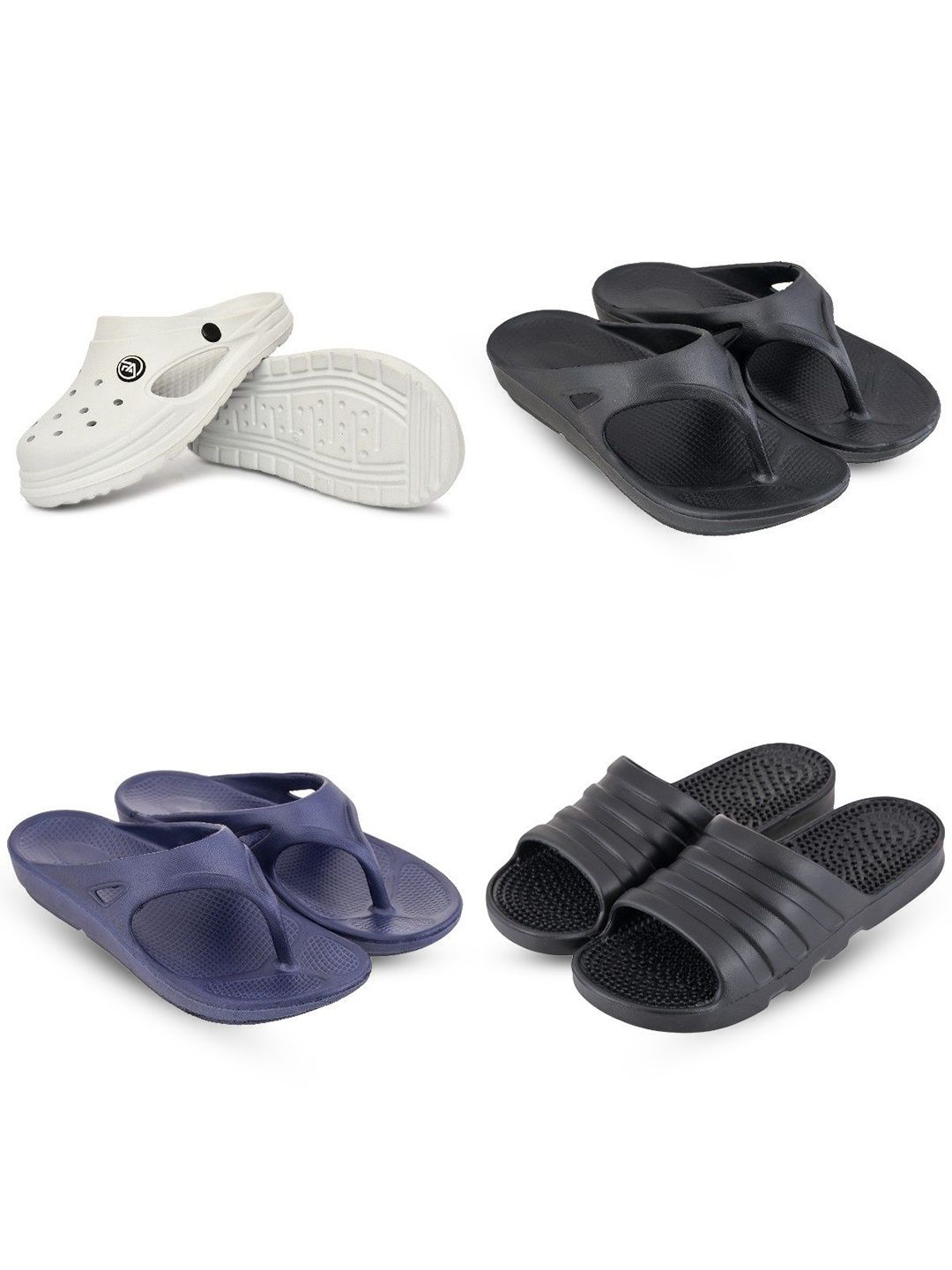 Feel alive  Men Pack Of 4 Self Design Ultra-Comfortable And Lightweight Flip Flops