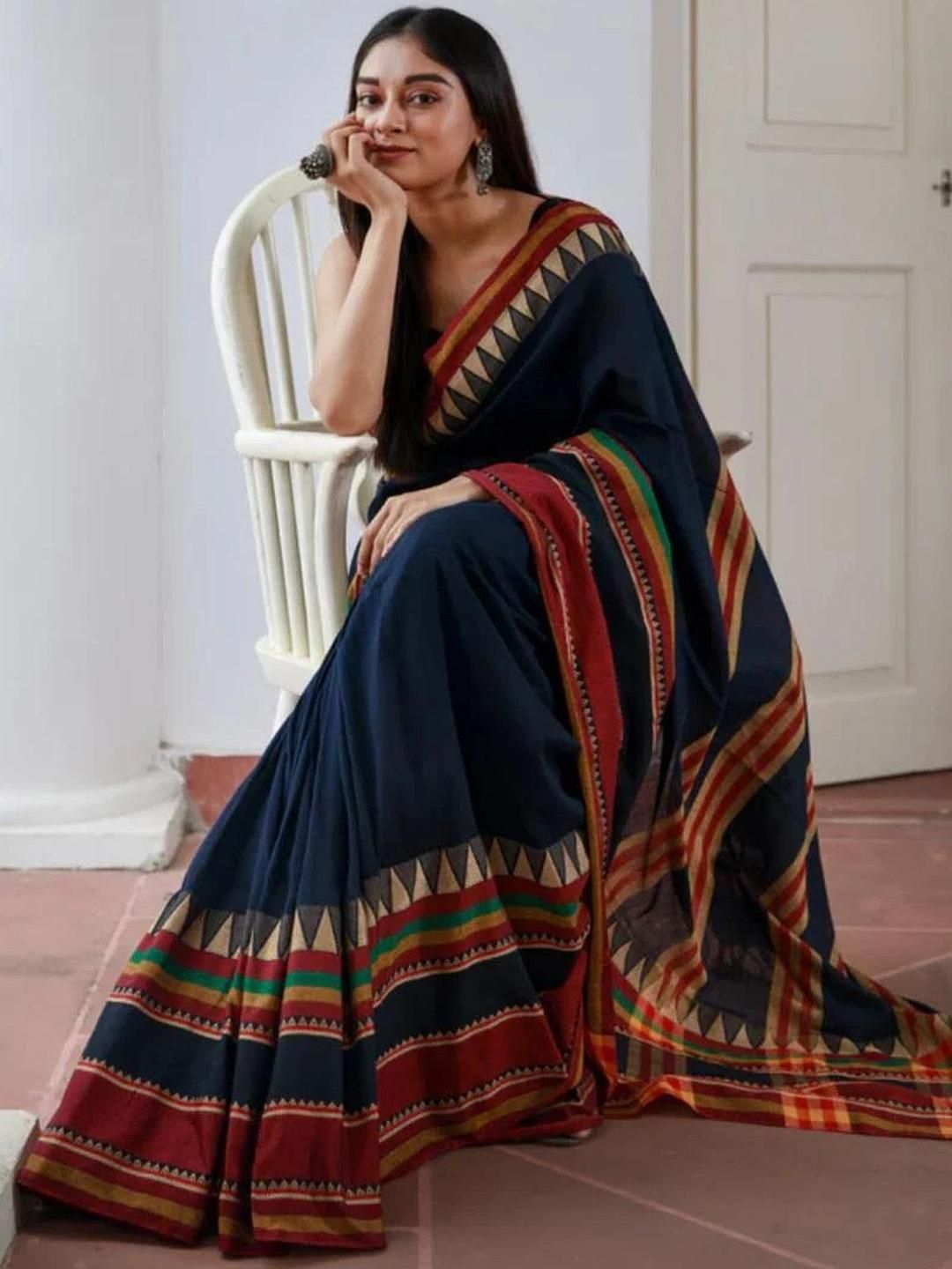 SUSHRITA BOUTIQUE Geometric Printed Pure Cotton Saree