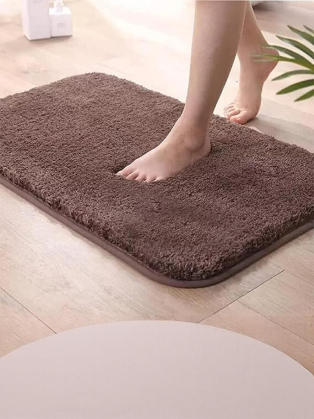 CROWN MATTINGS Brown 1400 GSM Microfibre Bath Rugs