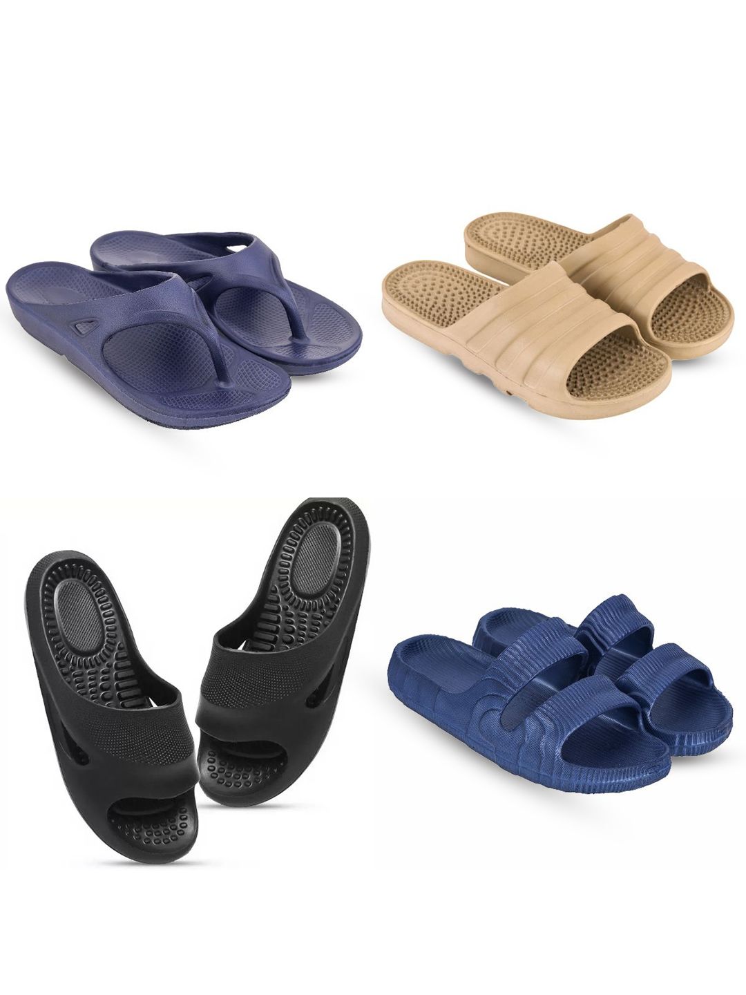 Feel alive Men Set Of 4 Ultra-Comfortable Lightweight Sliders