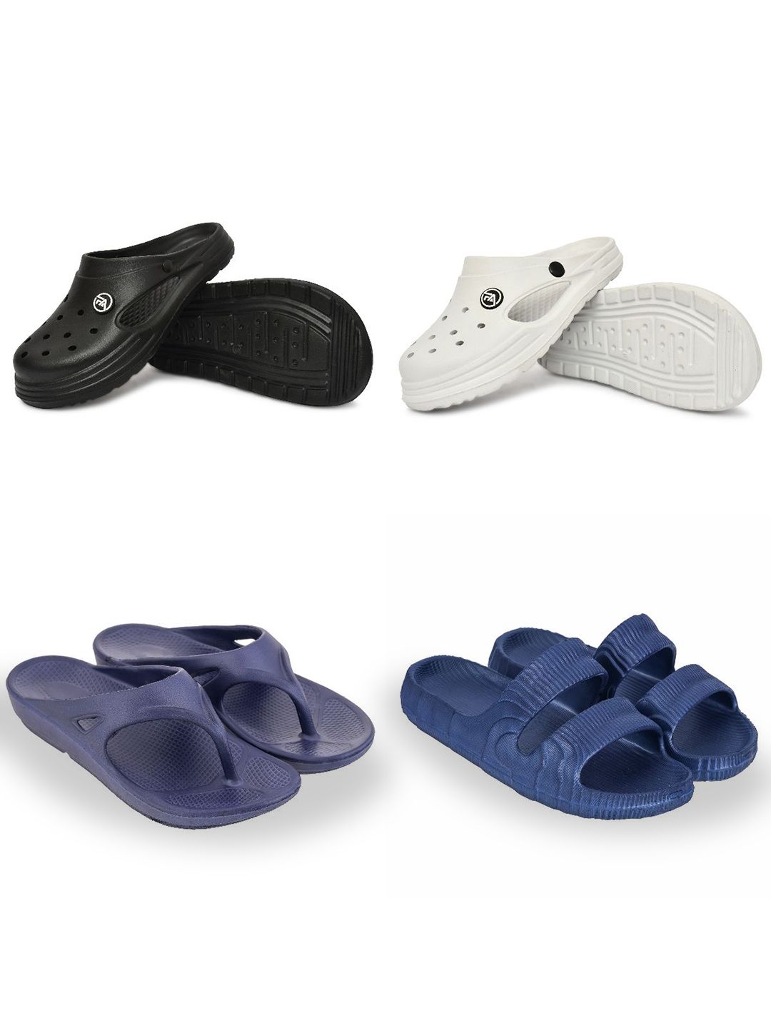 Feel alive Men Set of 4 Self Design Clogs Flip Flops