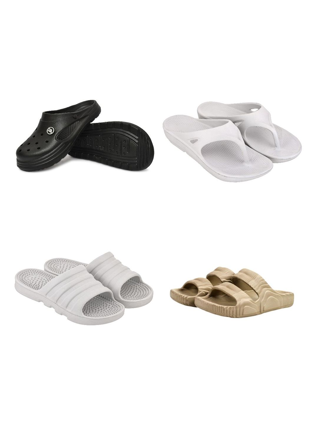 Feel alive Men Pack Of 4 Ultra-Comfortable Lightweight EVA Flip Flops