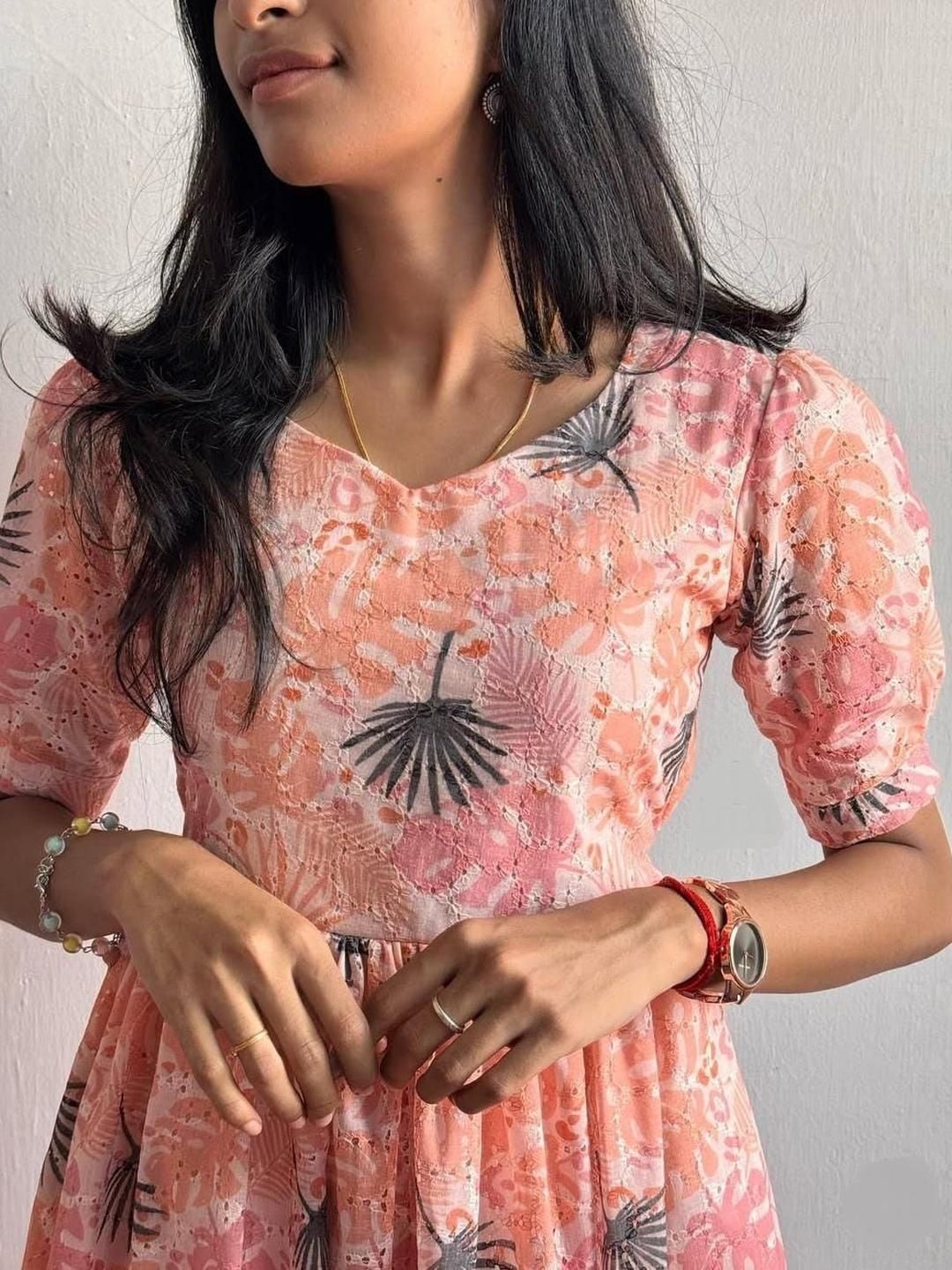 Buy Maruti fab Women Orange Floral Print Fit & Flare Dress