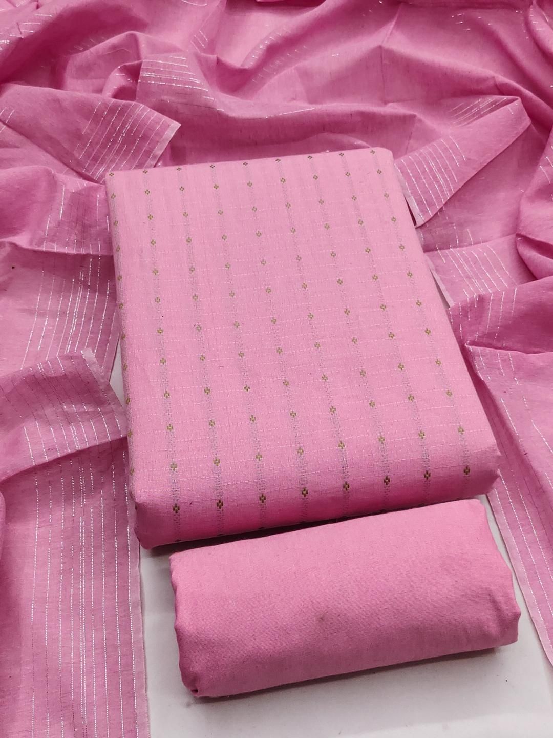 KALINI Women Pink Woven Design Geometric Dress Material