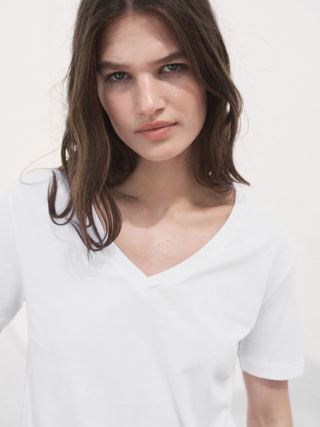 V-Neck Pure Cotton T-shirt