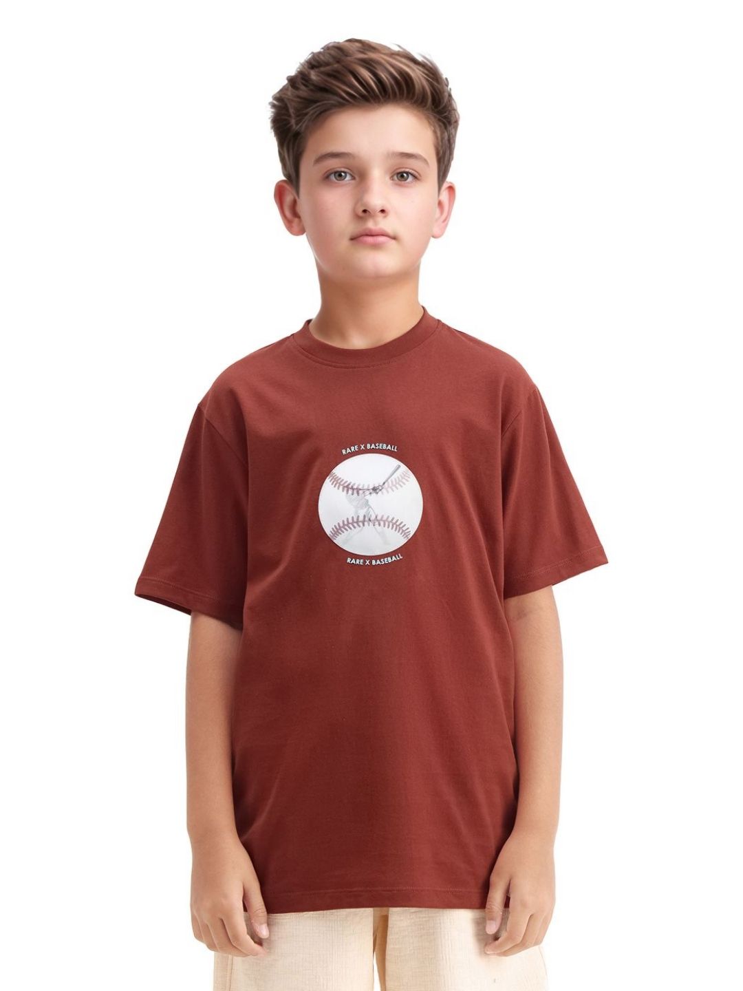 RARE ONES Boys Graphic Printed Round Neck Cotton T-shirt