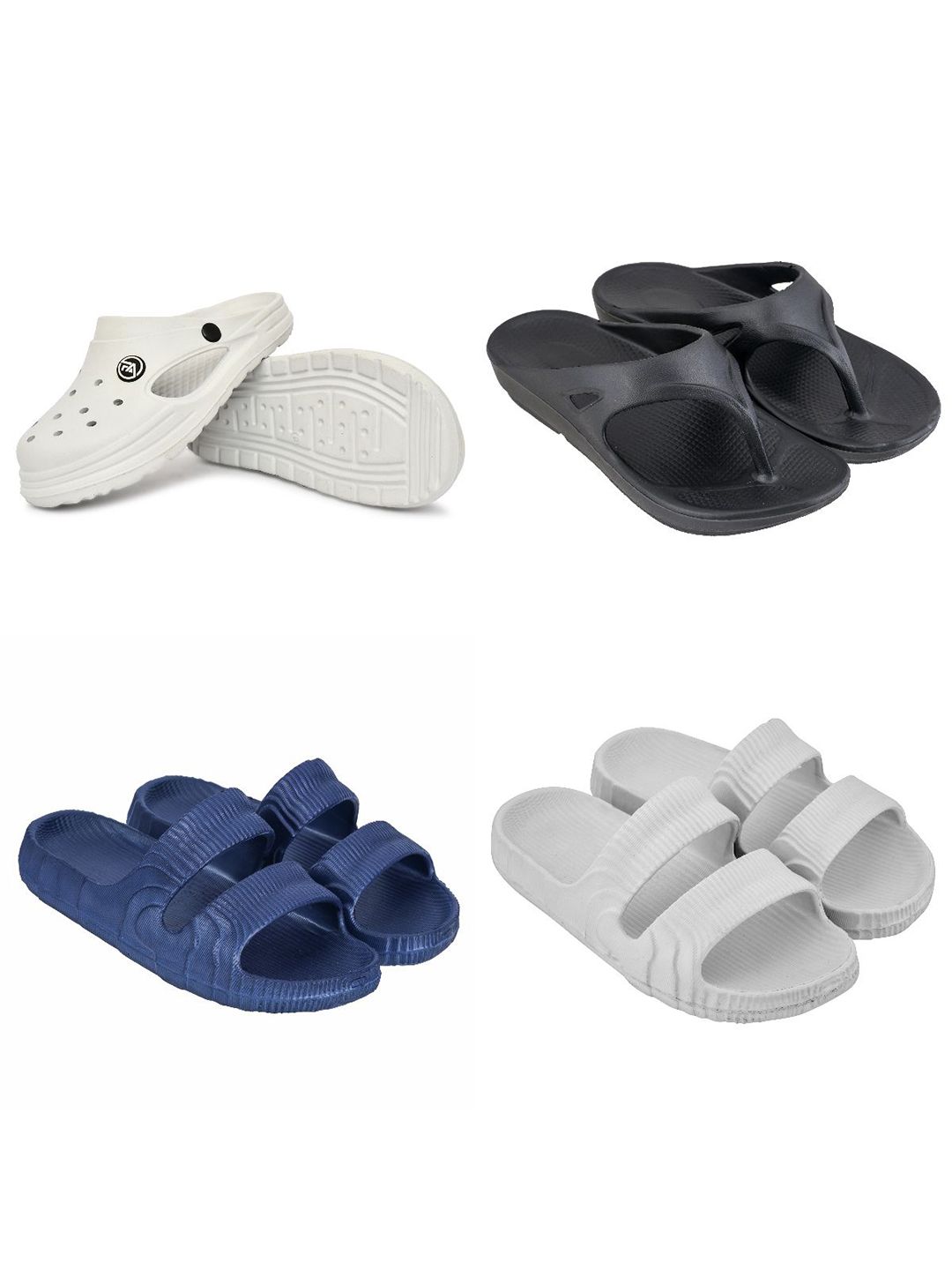Feel alive Men Set Of 4  Ultra-Comfortable Lightweigh Clogs