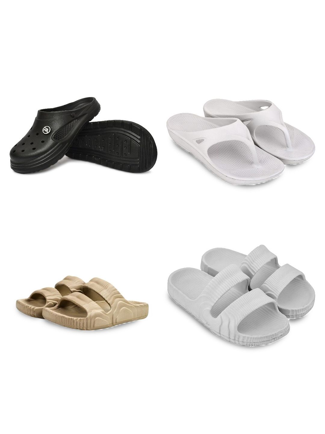 Feel alive Men Pack Of 4 Ultra-Comfortable Lightweight EVA Flip Flops