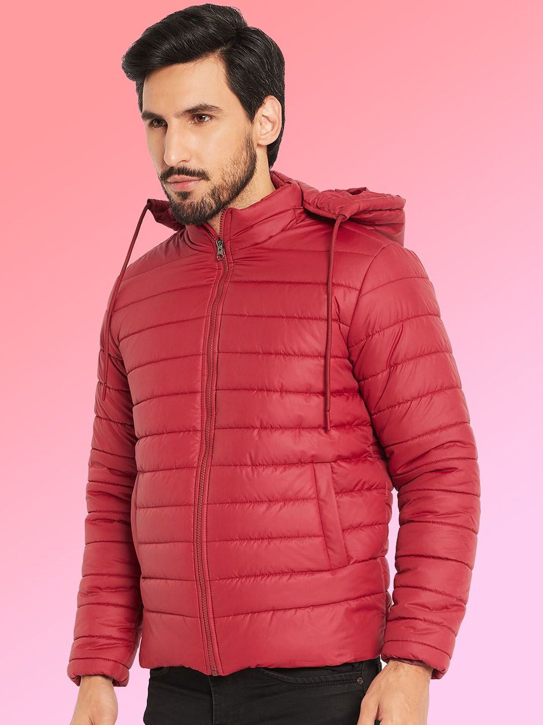 VERO AMORE Men Stand Collar Solid Lightweight Puffer Jacket