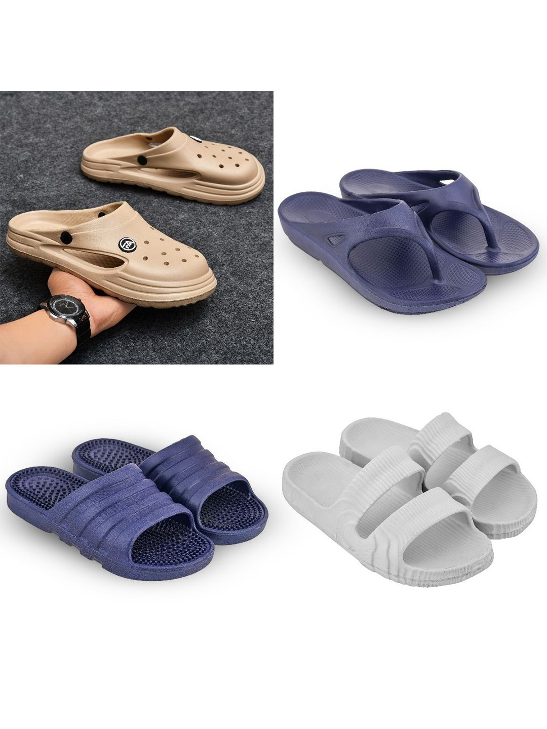 Feel alive Men Set of 4 Slider Flip Flops