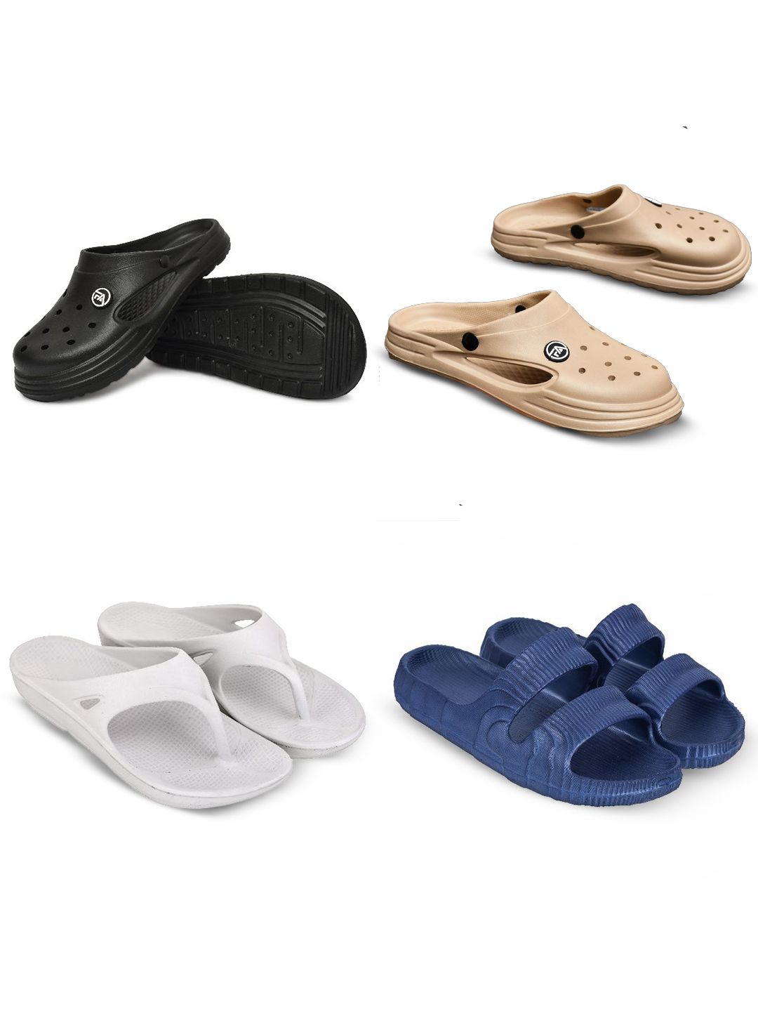 Feel alive Men Set of 4 Clogs Flip Flops