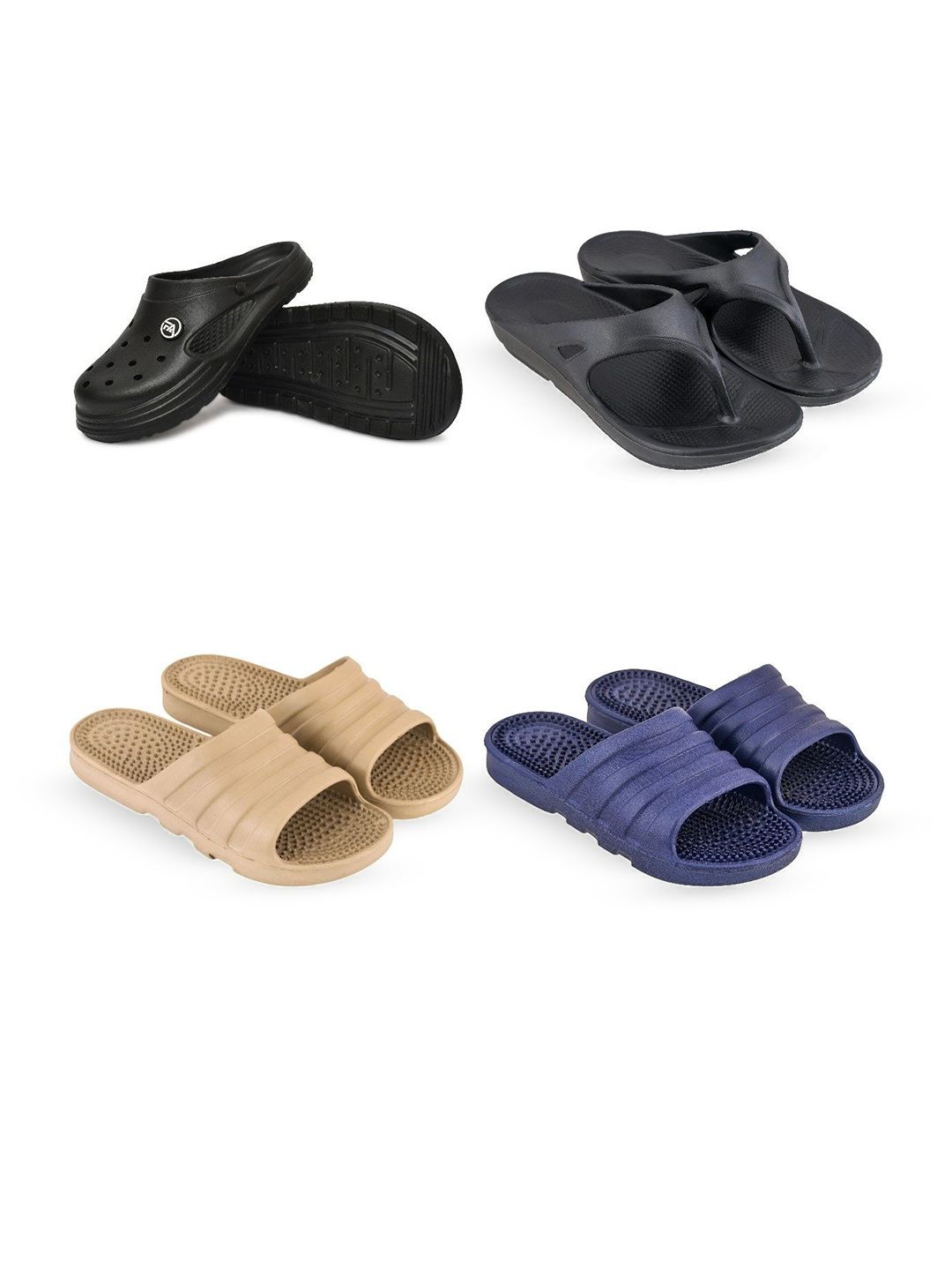 Feel alive Men Set of 4 Pair Self Design Lightweight Clogs