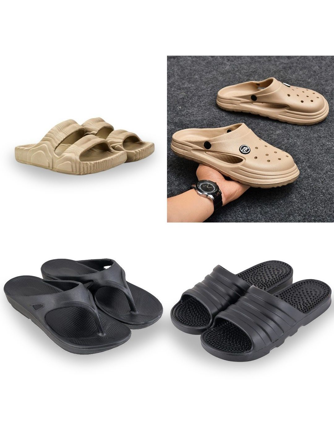 Feel alive Set of 4 Men Solid Ultra Comfortable Lightweight Thong Flip Flop