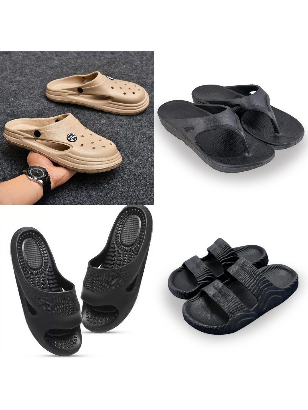 Feel alive Men Set of 4 Solid Ultra-Comfortable & Lightweight Clogs