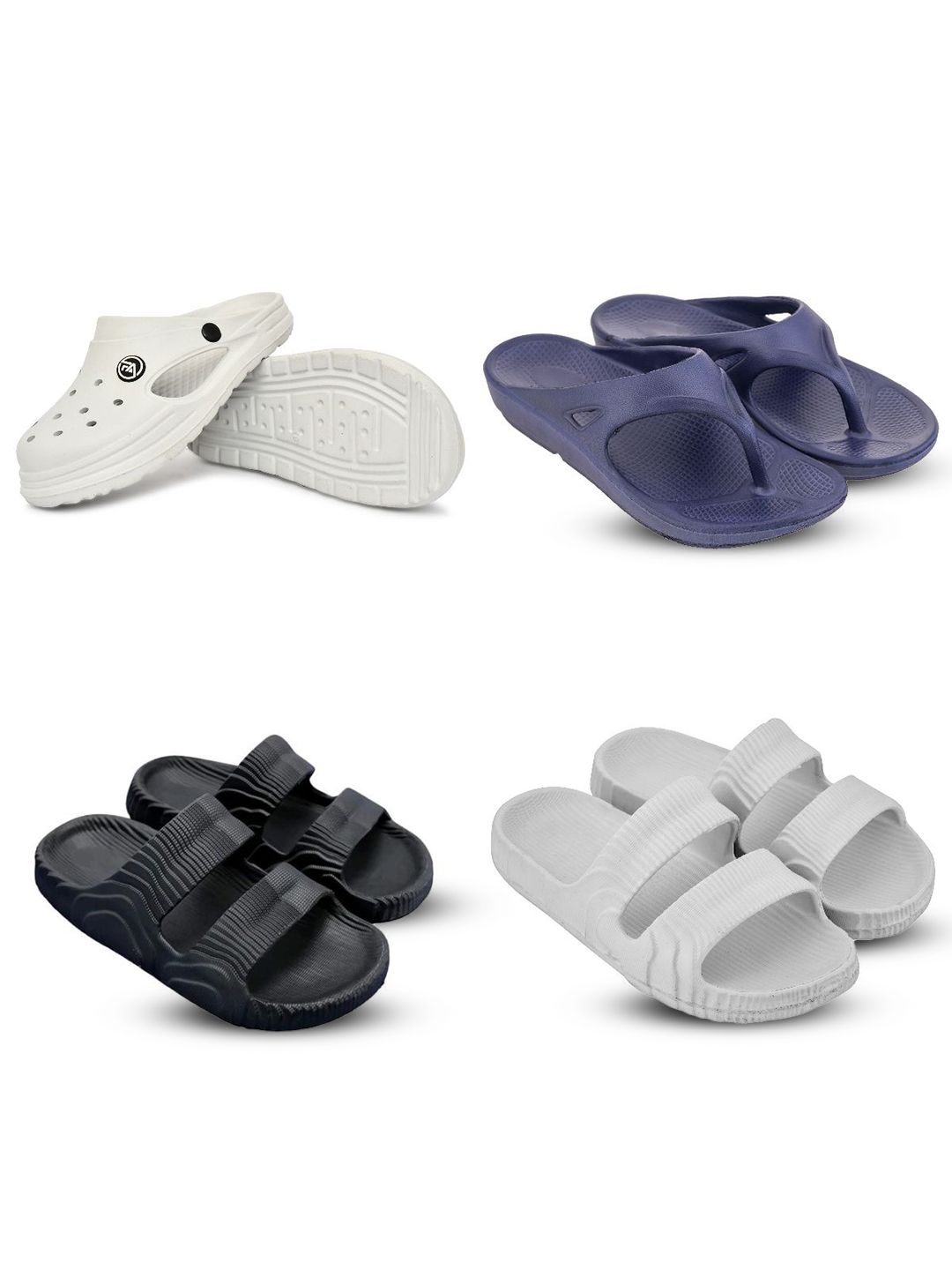 Feel alive Set Of 4 Ultra-Comfortable & Lightweight Thong Flip-Flops & Sliders