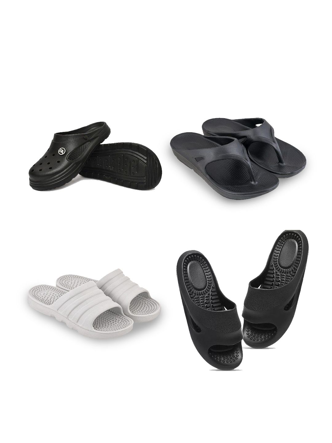Feel alive Men Set of 4 Clogs Flip Flops