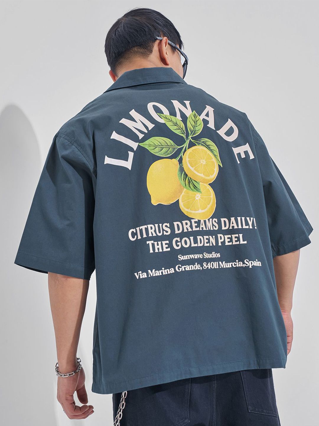 HIGHLANDER Men Relaxed Fit Graphic Printed Cuban Collar Cotton Casual Shirt