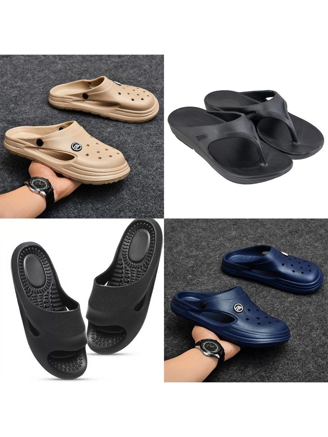 Feel alive Set Of 4 Men Ultra Comfortable Lightweight EVA Flip Flops