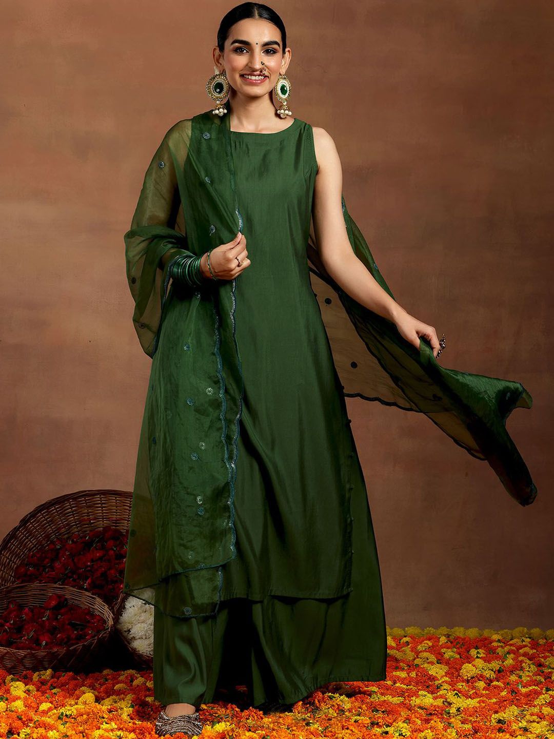 Gerua By Libas Gerua By Libas Straight Kurta With Palazzos & Dupatta