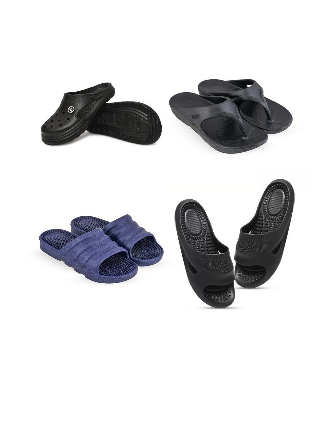 Feel alive Men Set Of 4 Self Design Ultra-Comfortable Lightweight Clogs