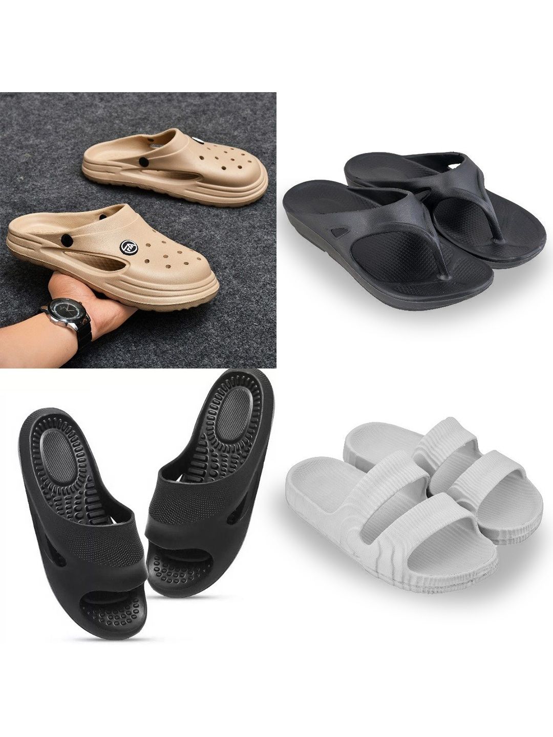 Feel alive Men Set Of 4 Self Design Ultra-Comfortable Lightweight Clogs