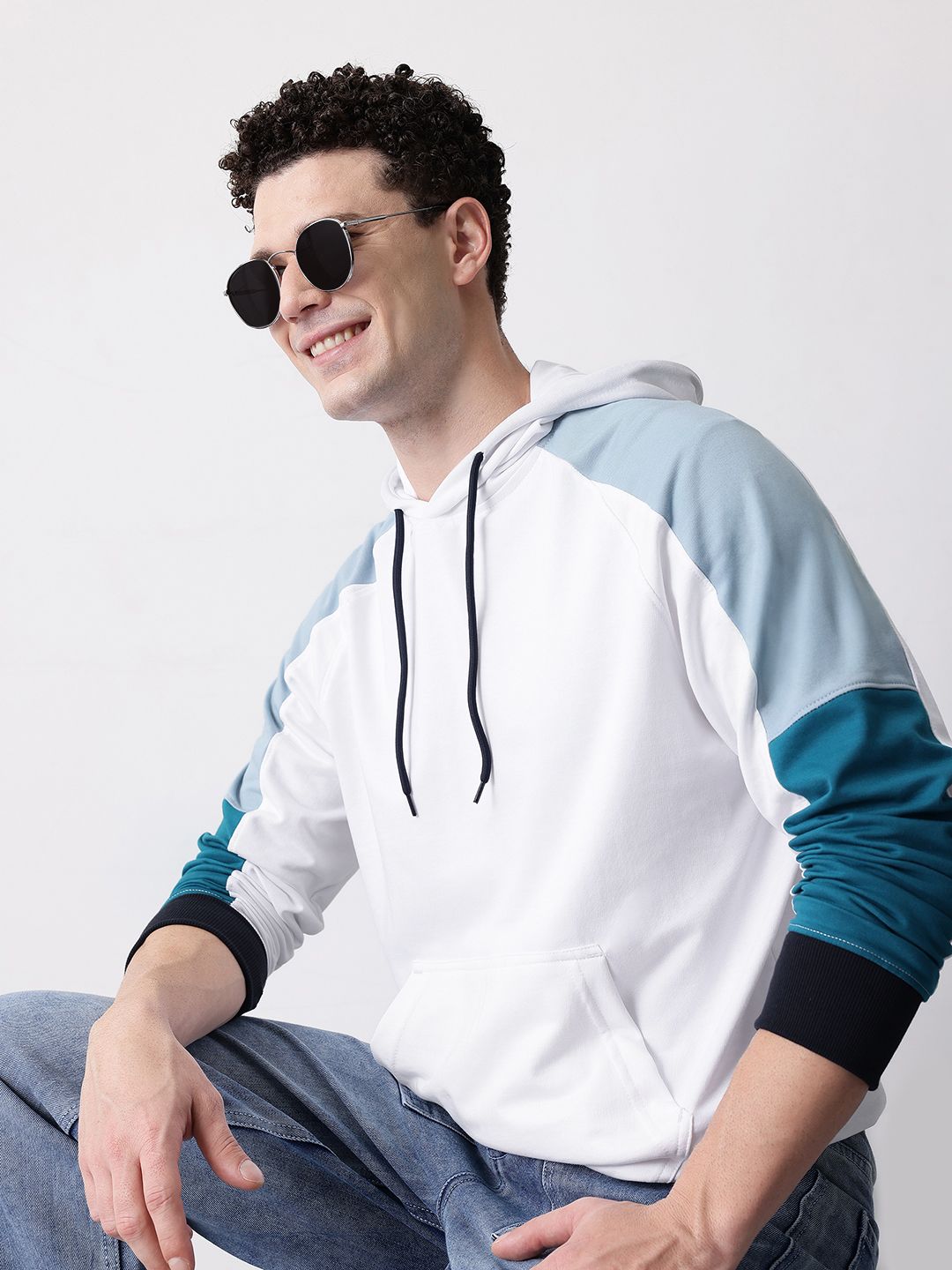 Mast & Harbour Contrast Panel Hooded Sweatshirt