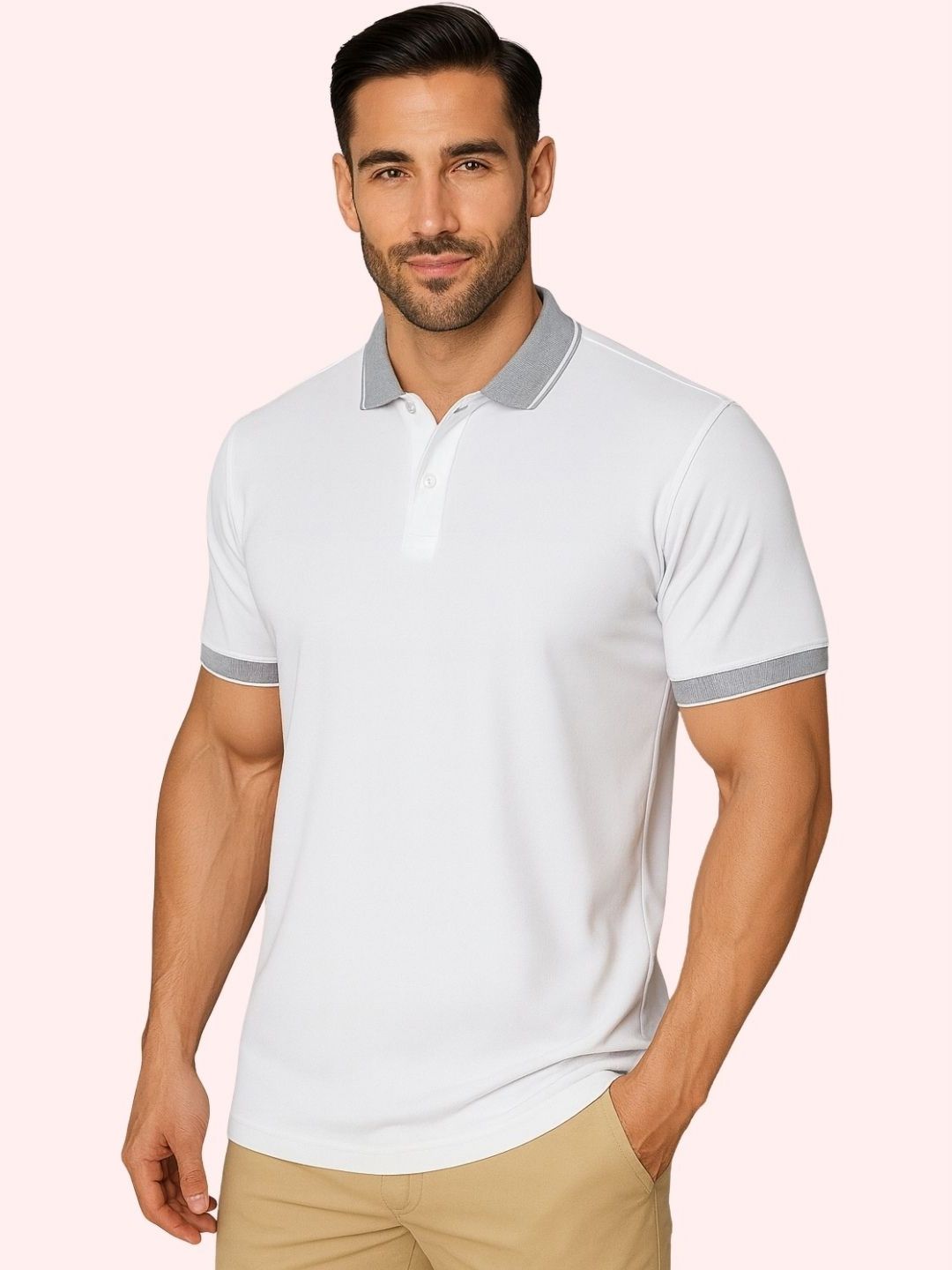 Leotude Polo Collar Regular Fit Cotton T-shirt
