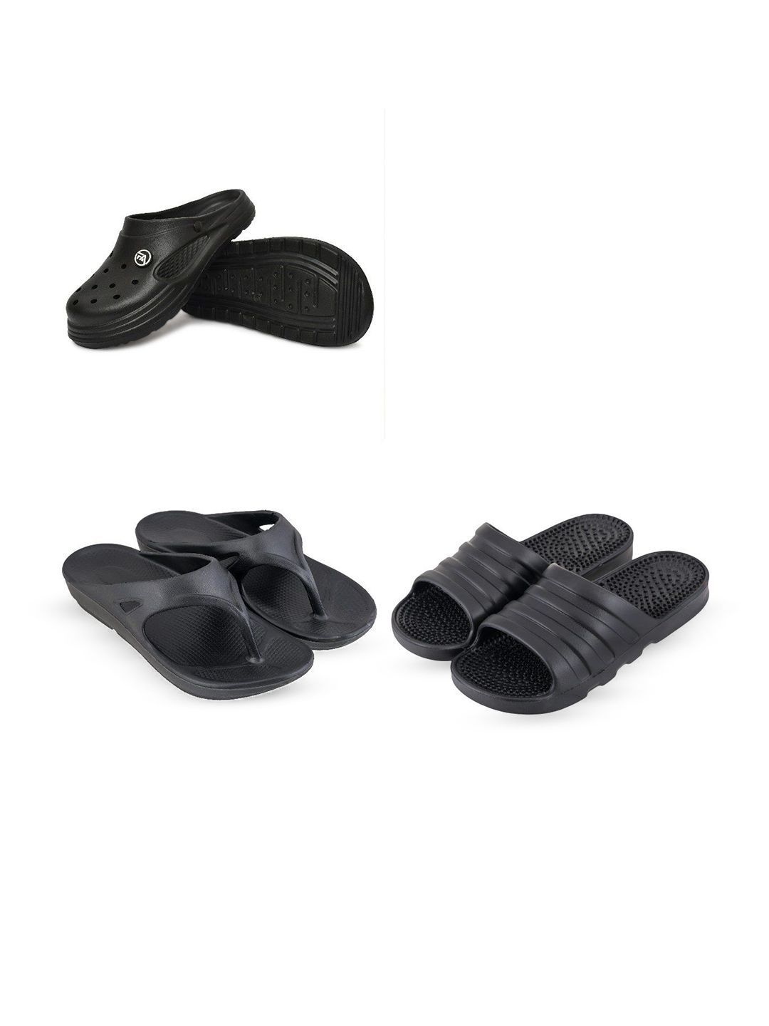 Feel alive Men Set of 4 Clogs Flip Flops