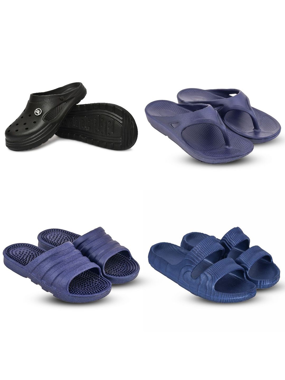 Feel alive Set Of 4 Ultra-Comfortable & Lightweight Thong Flip-Flops & Sliders