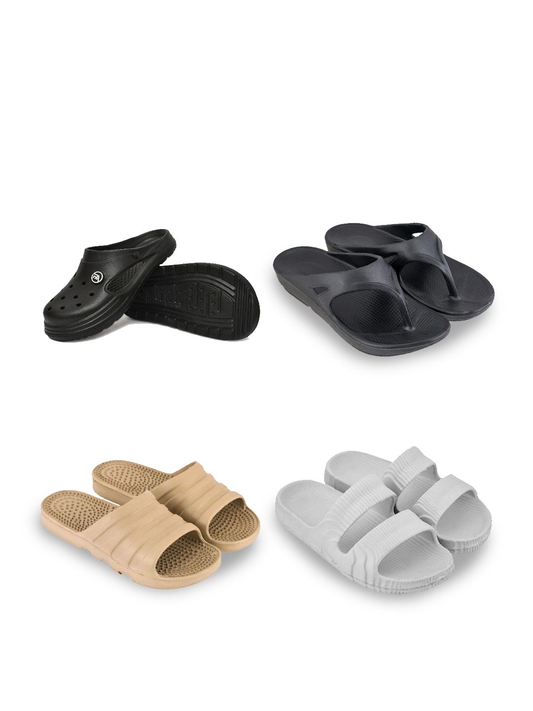 Feel alive Men Set Of 4  Self Design Ultra-Comfortable Lightweight Clogs