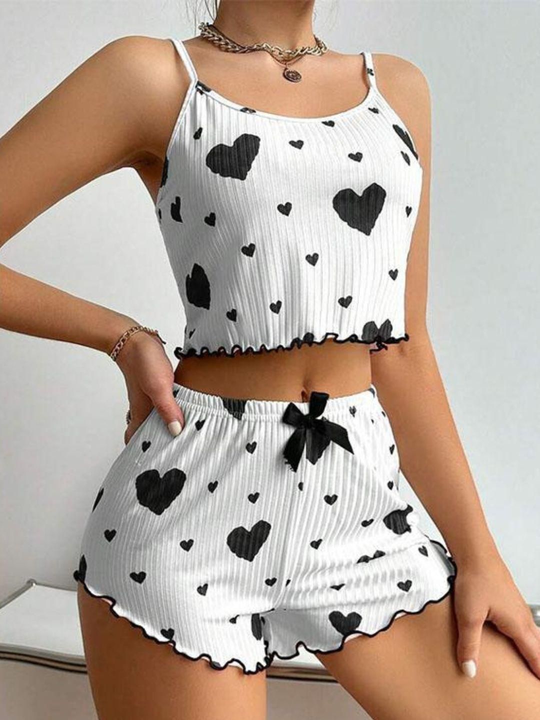 For You For Me Women Heart Printed Night suit