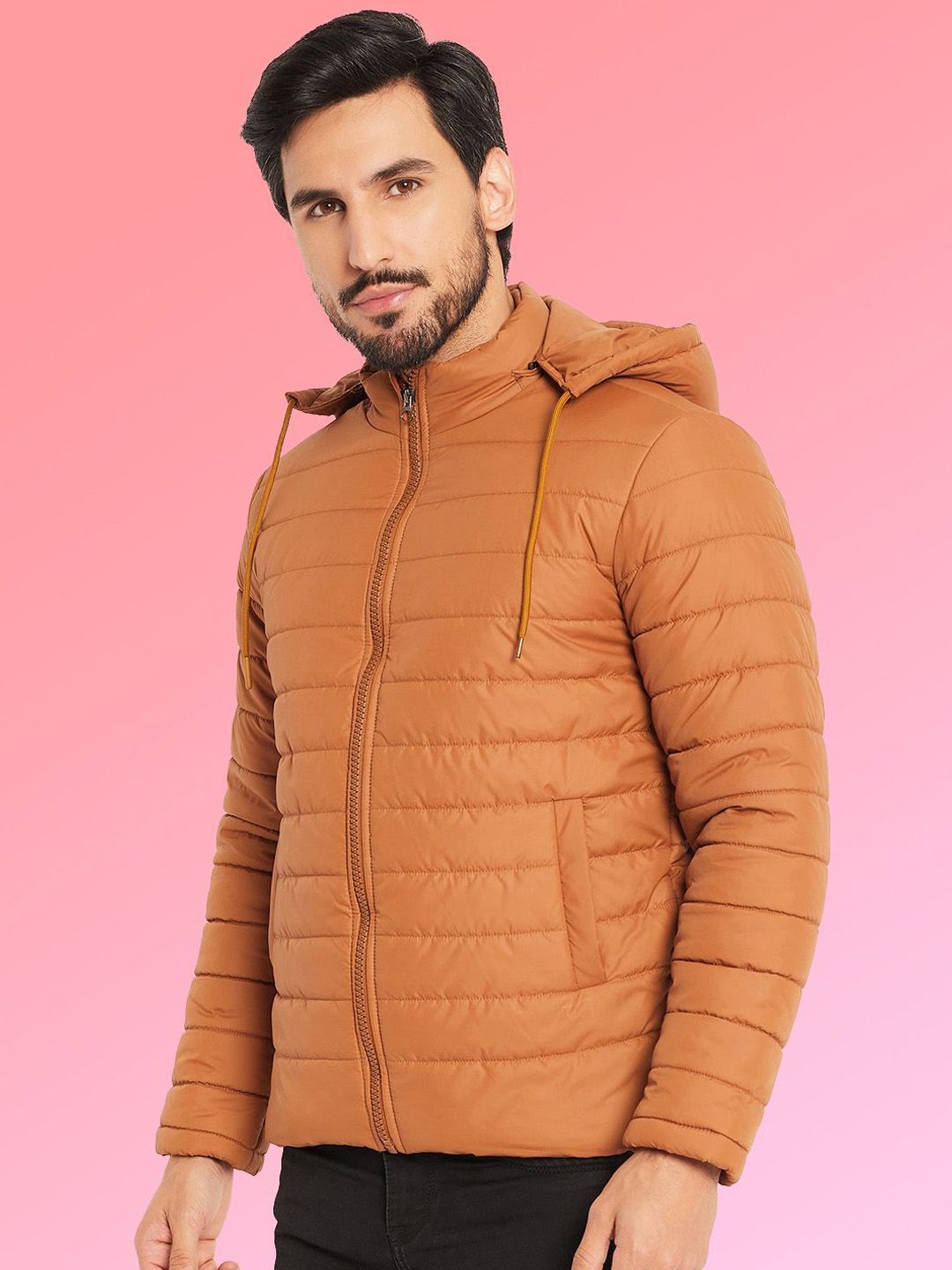 VERO AMORE Men Stand Collar Solid Lightweight Puffer Jacket